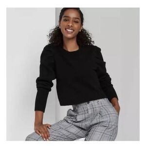 WOMEN'S CREWNECK PULLOVER SWEATER- WILD FABLE Black Extra Large NWT Soft Cozy